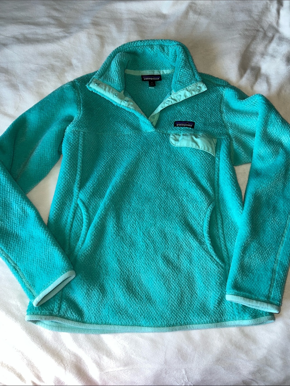 Patagonia Women’s Teal Pullover Fleece Snap Jacket